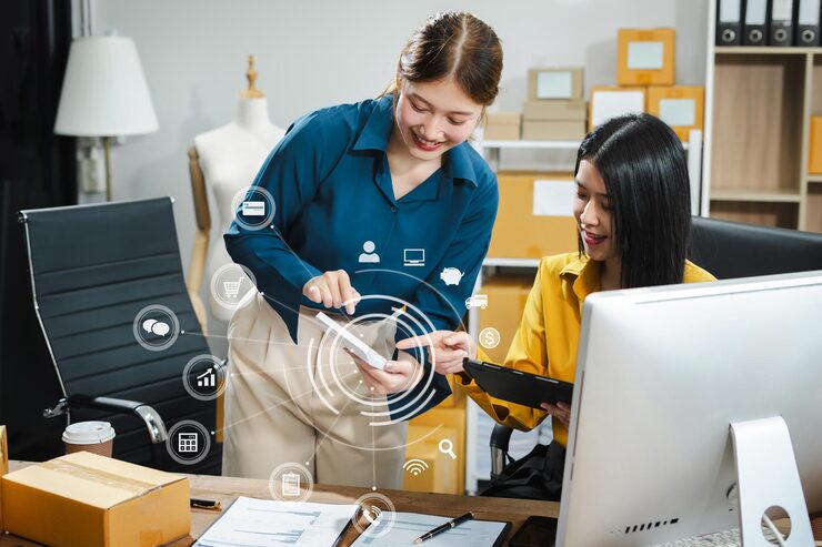 two young asian woman work back office checking product warehouse concept e commerce 928131 7401